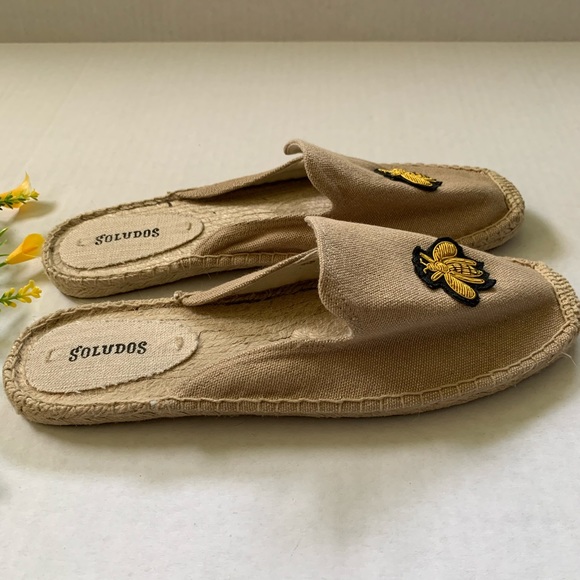 Soludos Beige Espadrille Mules With Bee Embroidery - Picture 7 of 11